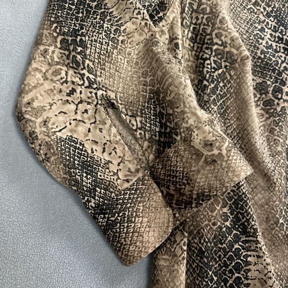 Lauren Ralph Lauren Shirt Womens 2X Brown Black Snake Print Button Up Cotton Top - Picture 7 of 10